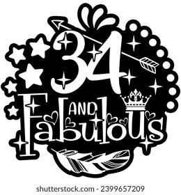 34 and fabulous black vector graphic design