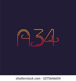 A 34 Letter and Number logo icon vector template. 
