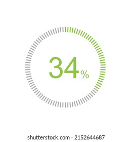 34% Loading. 34% circle diagrams Infographics vector, 34 Percentage ready to use for web design ux-ui.
