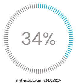 34 % Ladung. 34 % Kreisdiagramme Infografik-Vektorgrafik, 34 % einsatzbereit für Webdesign ux-ui