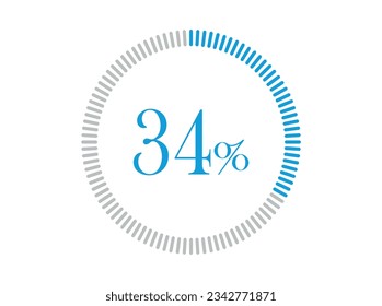 34% Loading. 34% circle diagrams Infographics vector, Percentage ready to use for web design.