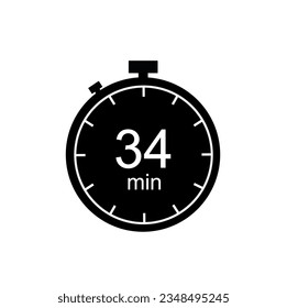 34 minutes timer, 34 min stopwatch or countdown icon.