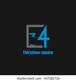 34 Number logo design vector element
