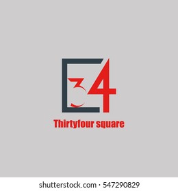 34 Number logo design vector element
