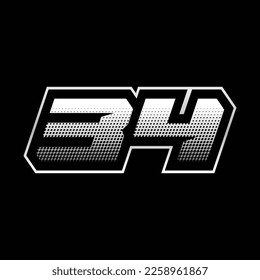 Inspiración De Plantilla De Diseño De Logotipo De Velocidad De Número 34, Ilustración De Vectores Para Pegatinas, Carreras.