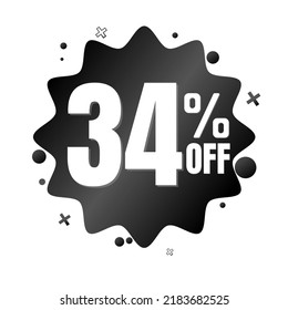 34% off, black online super discount sticker in Vector illustration, with various abstract details