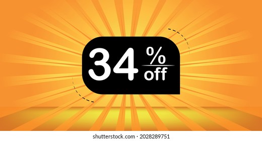 34% off - orange and black banner - 
thirty-four percent discount banner for big sales.