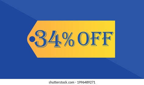 34% off orange and blue discount coupon for special offers on discounts and promotions.