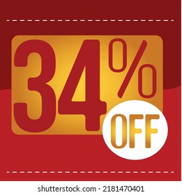 34% de descuento. banner rojo y naranja con globo flotante para promociones y ofertas
