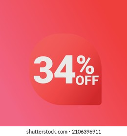 34% off Sale banner offer ad discount promotion vector banner. price discount offer. season sale promo sticker colorful background