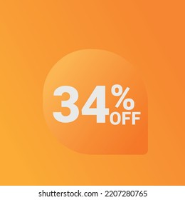 34% off Sale banner offer ad discount promotion vector banner. price discount offer. season sale promo sticker colorful background
