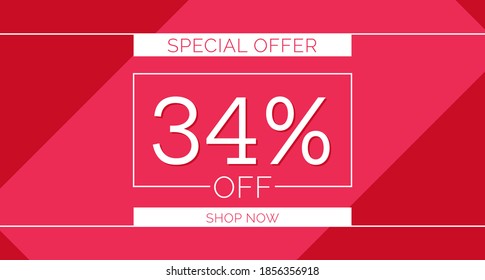 34% off special offer banner, 34% off simple banner design
