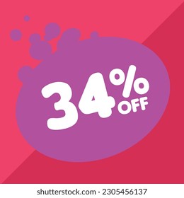 34% per center, percentage number in a colored circle, promotion, big sale, colorful background