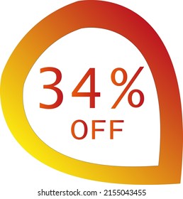 34 percent off with orange vector off circle format