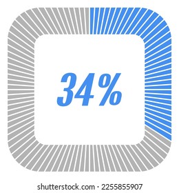 34 percent square shape percentage diagram for infographics,documents or reports. vector.