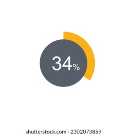 34% percentage infographic circle icons,34 percents pie chart infographic elements for Illustration, business, web design.