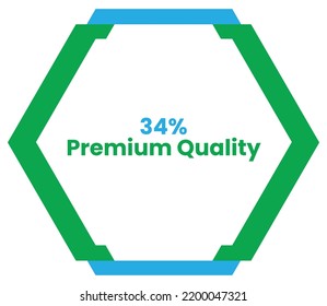 34% Premium Quality Label Sign for product vector art illustration with stylish font and blue green color