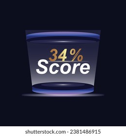 34% Score Sign Designed to catch the  and illustration  combination in blue Vector illustration background design.