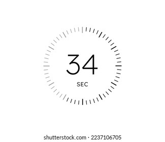 34 second timers Clocks, Timer 34 sec icon vector