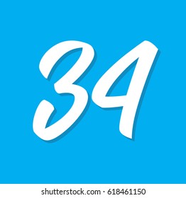 34, text design. Vector calligraphy. Typography poster. Usable as background.