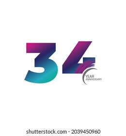 34 th anniversary event party. Vector illustration. numbers template for Celebrating.