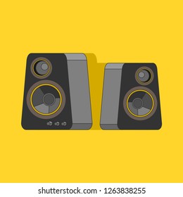 3/4 view of a set of speakers