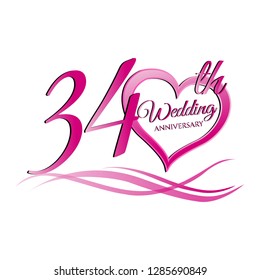34 wedding anniversary graphics logo