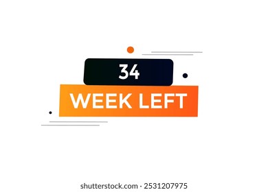 34 semanas esquerda, ícone, stile, temporizador, contagem regressiva, relógio, tempo, fundo, modelo, 34 semanas esquerda contagem regressiva, adesivo, banner esquerdo, negócio, venda, botão de etiqueta
