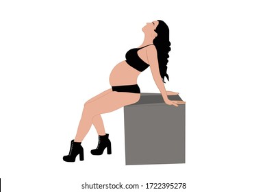 34 weeks pregnant woman posing in style and fashion for her pregnancy photo shoot.