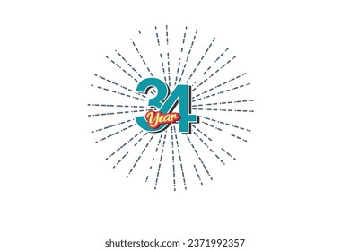 34 year anniversary blue color number with line behind on white background for card, wallpaper, greeting card, poster-vector