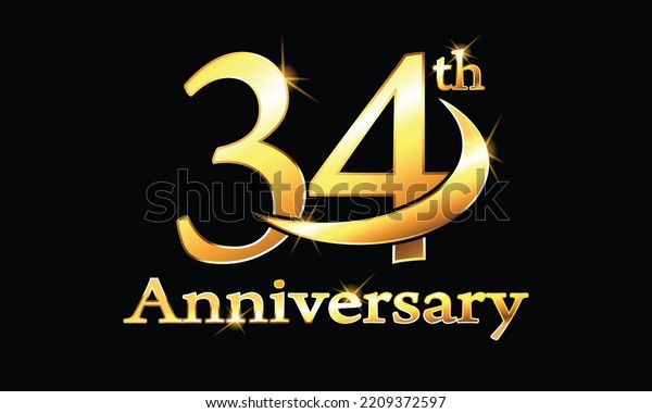 34 Year Anniversary Celebration Logo 34th Stock Vector (Royalty Free ...