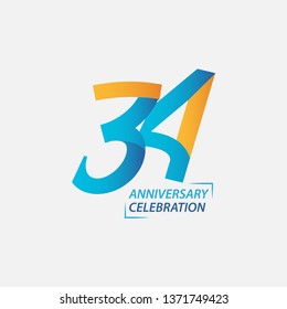 34 Year Anniversary Celebration Vector Template Design Illustration