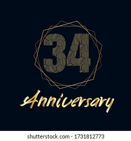 34 year anniversary celebration, vector design for celebrations, invitation cards and greeting cards