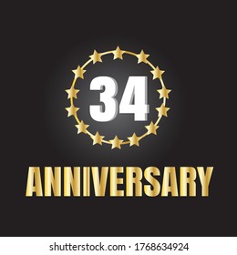 34 year anniversary celebration, vector design for celebrations, invitation cards and greeting cards