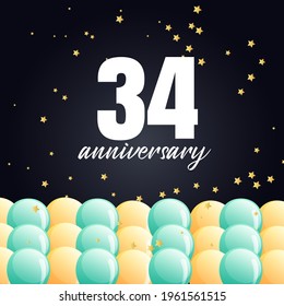 34 year anniversary celebration, vector design for celebrations, invitation cards and greeting cards