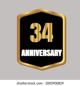 34 year anniversary celebration, vector design for celebrations, invitation cards and greeting cards