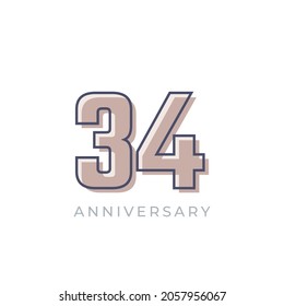 34 Year Anniversary Celebration Vector. Happy Anniversary Greeting Celebrates Template Design Illustration