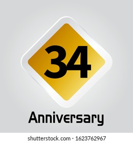 34 Year Anniversary Vector Template Design Illustration