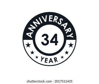 34 years anniversary badge vector design
