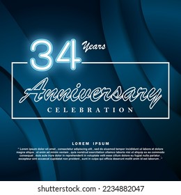 34 years anniversary celebration 3d vector template design illustration