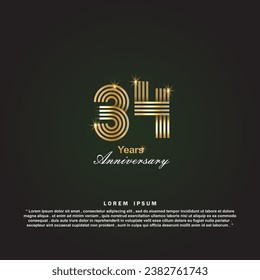 34 Years anniversary celebration 3d vector template design illustration