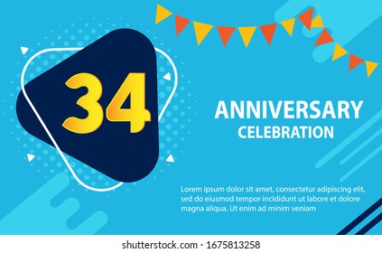 34 años celebración logo diseño de plantillas vectoriales