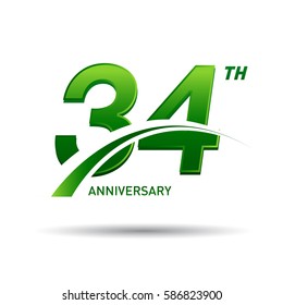 34 years anniversary. celebration logo design