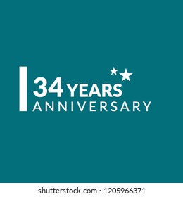 34 years anniversary celebration simple logo
