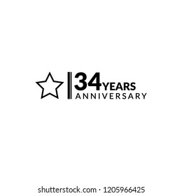 34 years anniversary celebration simple logo