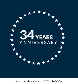 34 years anniversary celebration simple logo