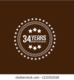 34 years anniversary celebration simple emblem, label, badge, logo. vintage logo, 34 year sign, jubilee, greeting card