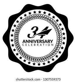 34 Years Anniversary Celebration Simple Logo Stock Vector (Royalty Free ...