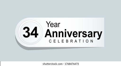 34 Years Anniversary Celebration Vector Template Design Illustration
