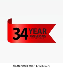 34 Years Anniversary Celebration Vector Template Design Illustration